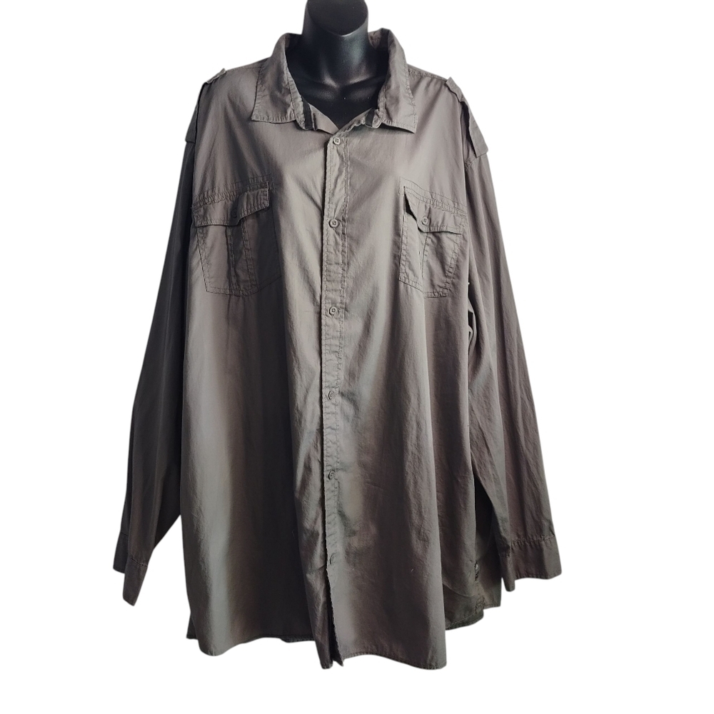 I Jeans by Buffalo Men's Button Up Shirt Size 3XLT Gray Long Sleeve 100% Algodon